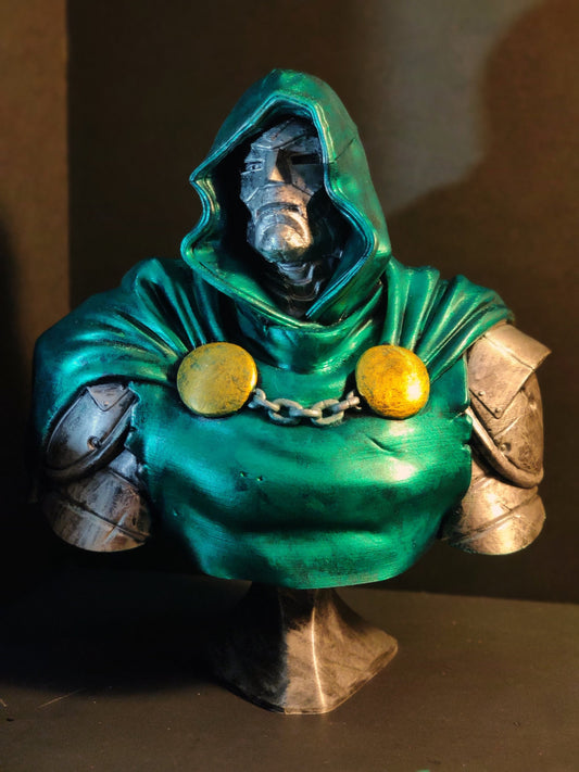 DOCTOR DOOM Statue - Full Color Hand Painted Marvel Dr Doom Fan Art Comics 3D Printed Bust